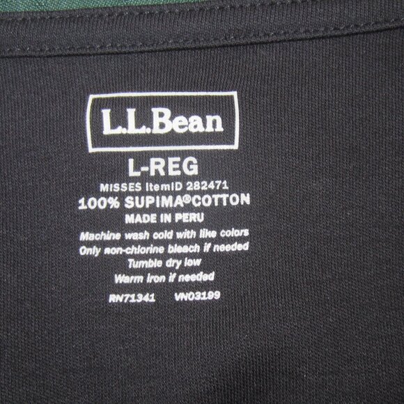 L.L. BEAN Lot 2 Tops Sz L-Reg 100% Supima Cotton 3/4 Sleeve Black & Deep Rose - Picture 5 of 7